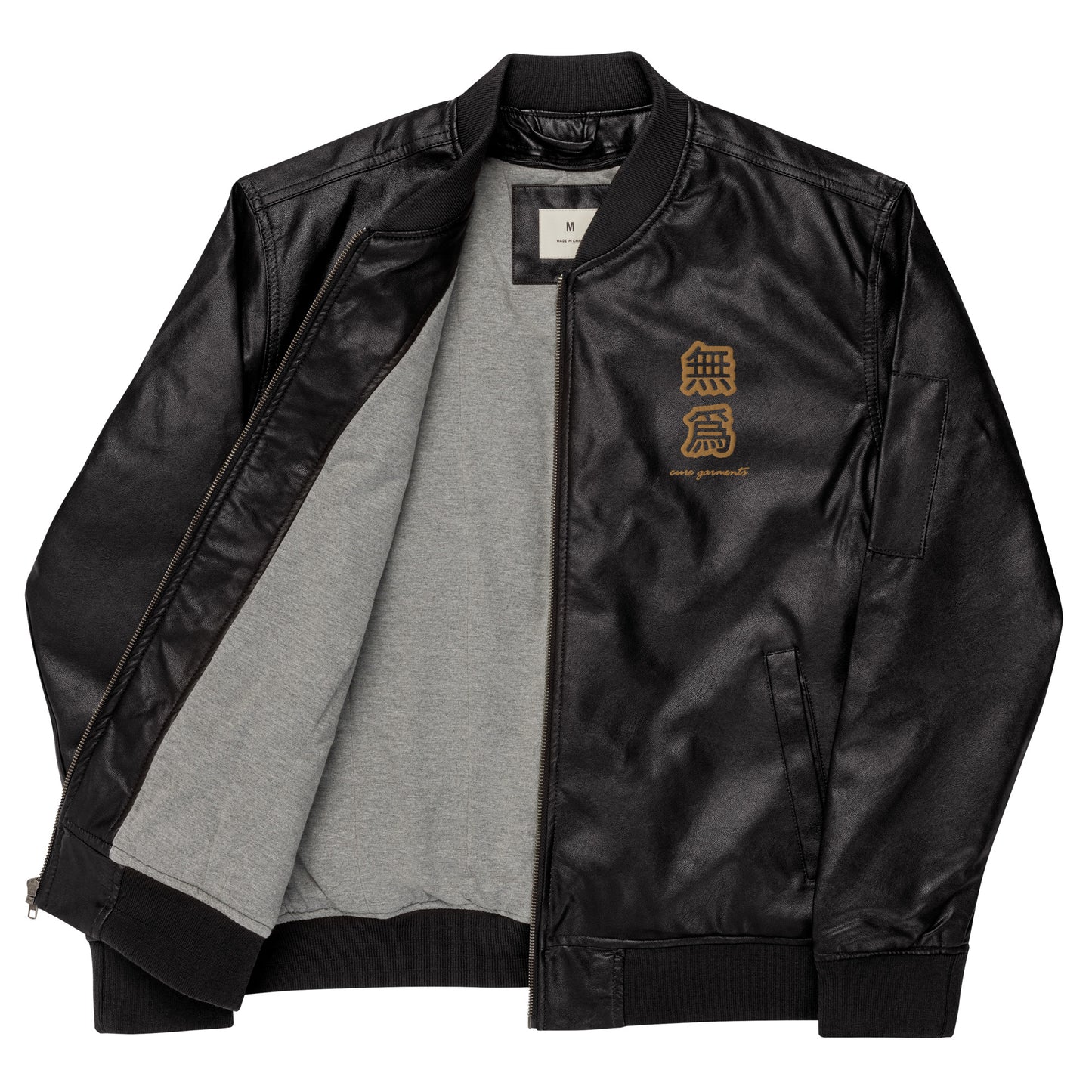 Wu Wei - Faux Leather Bomber Jacket - Black